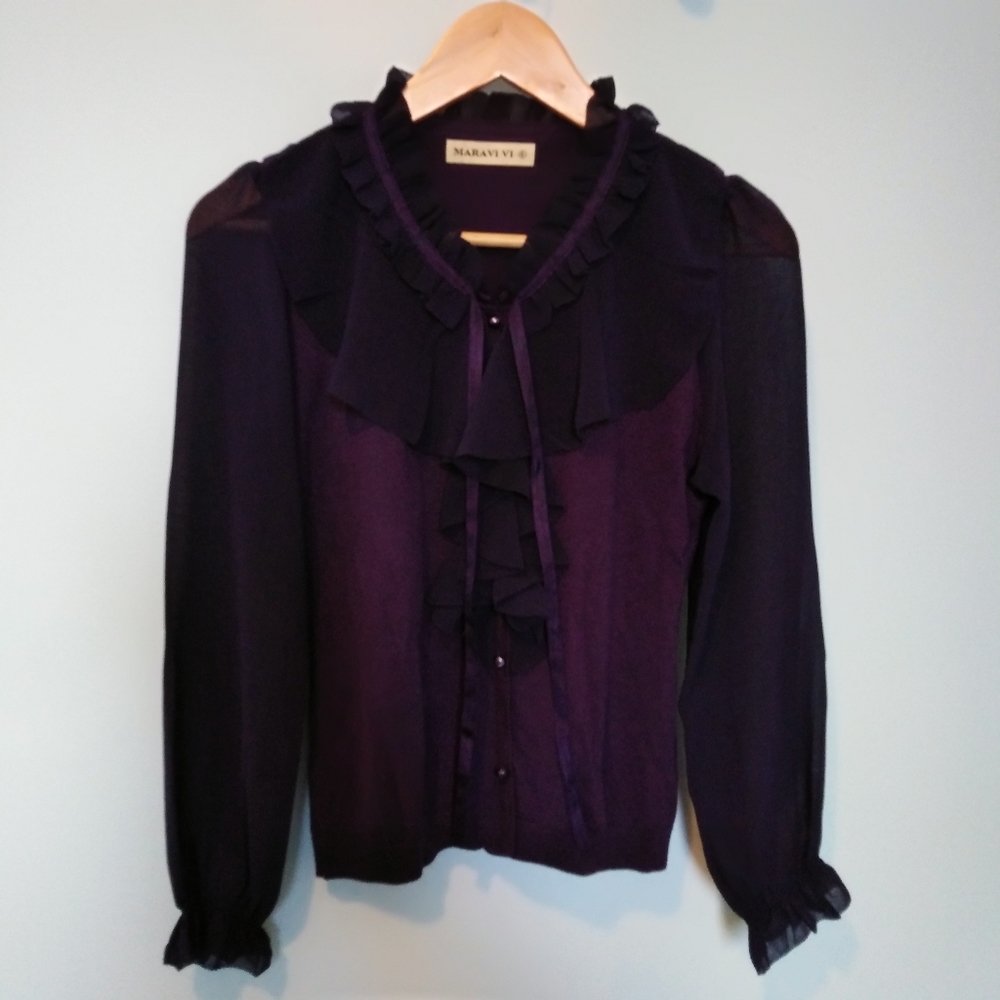 MARAVI VI women's kintted blouse with woven sleeve